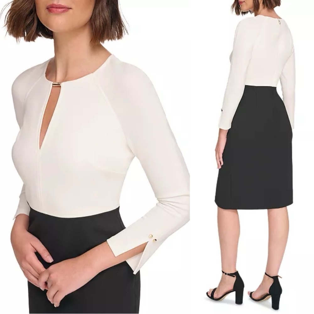 Tommy Hilfiger Scuba Crepe Keyhole Neck Sheath Dress